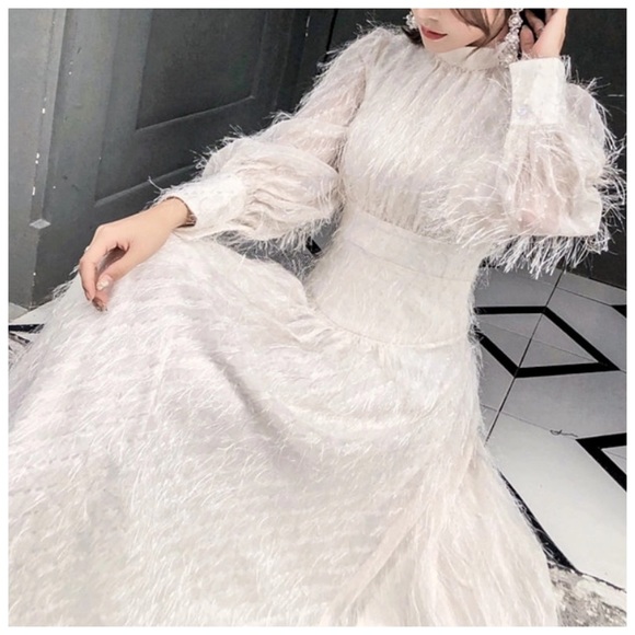 Dresses & Skirts - 🛍 The Lecia Cream Eyelash Fringe  Dress